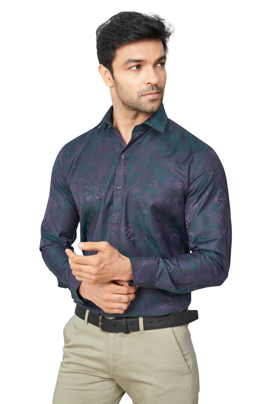 WINE COLOUR PRINTED FULL SLEEVES FORMAL SHIRT