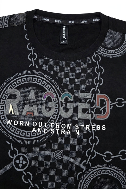 Men Black Chain Print Full Sleeve SweatShirt | RAGGED Graphic ATL3035