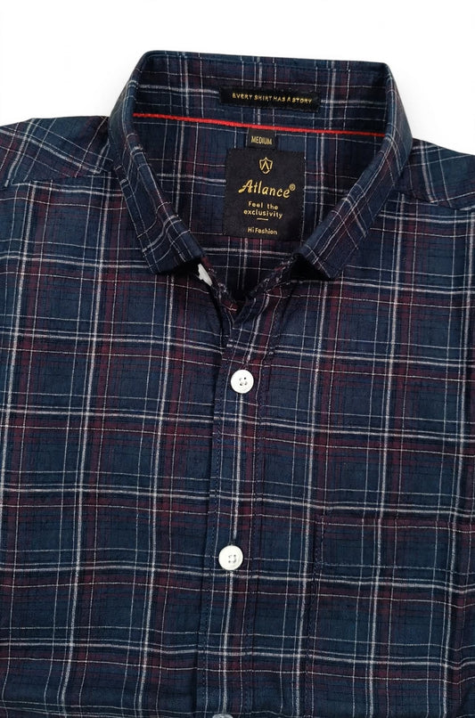 Men Blue Checkered Half Sleeve Casual Shirt SGV-528-3