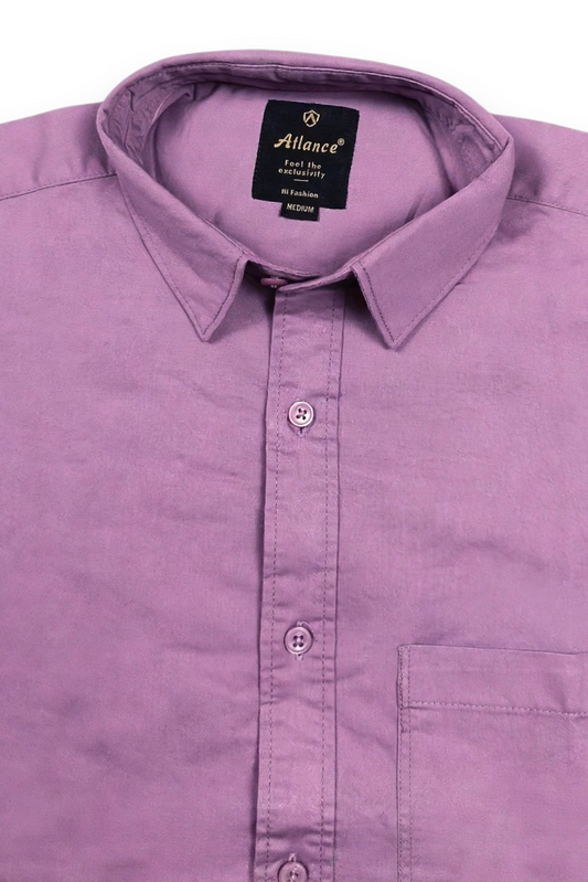 Men Lavender Plain Full Sleeve Casual Shirt ZDOBBY