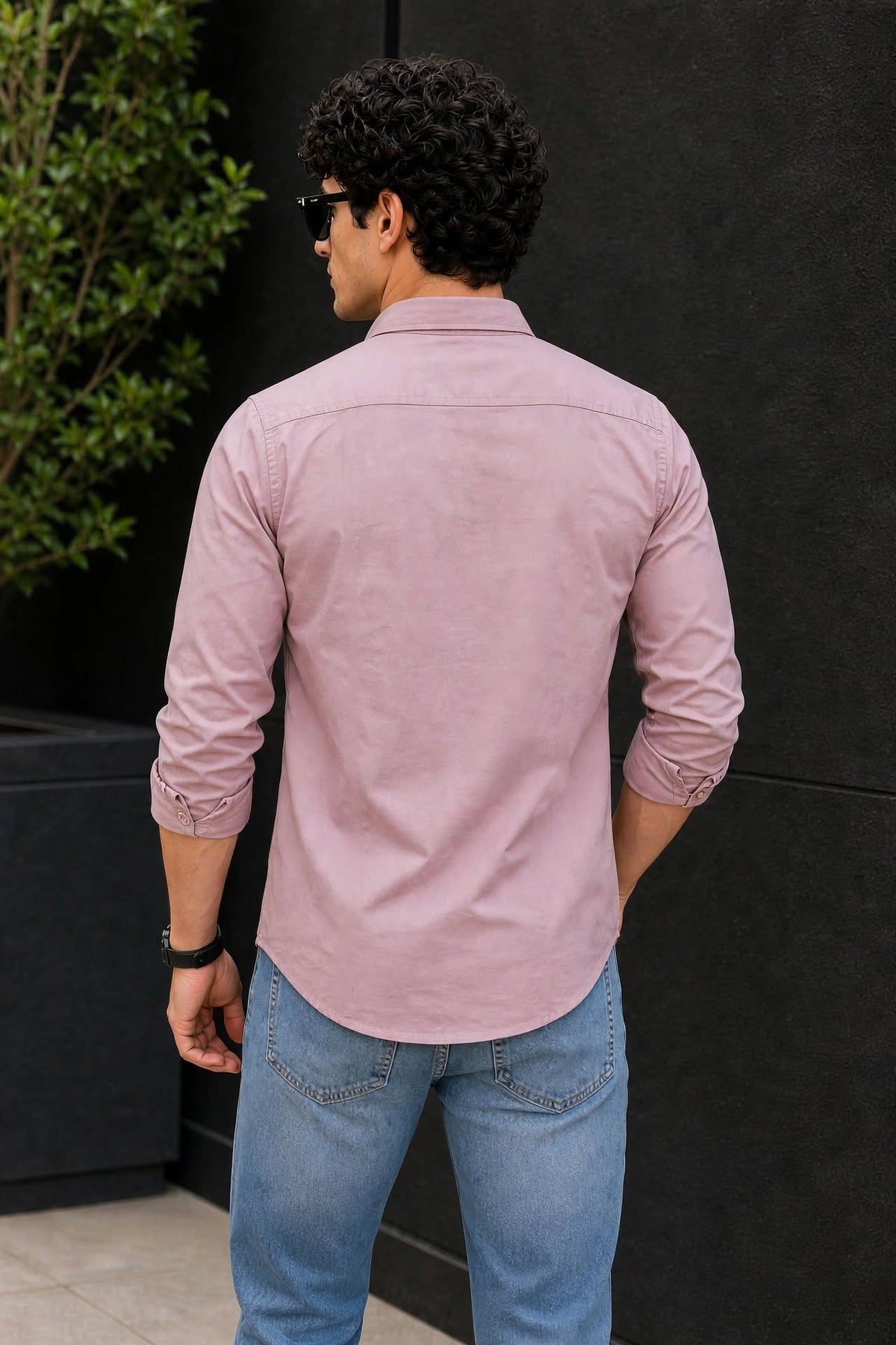 Men Rose Pink Solid Casual Shirt | Full Sleeve Shirt JK-455