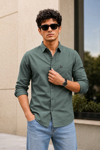 Men Persian Green Solid Casual Shirt | Full Sleeve Shirt JK-455