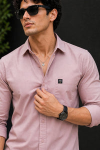 Men Rose Pink Solid Casual Shirt | Full Sleeve Shirt JK-455
