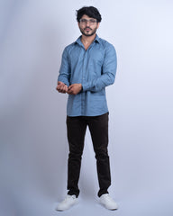 BLUE-GREY COLOR PLAIN CASUAL SHIRT