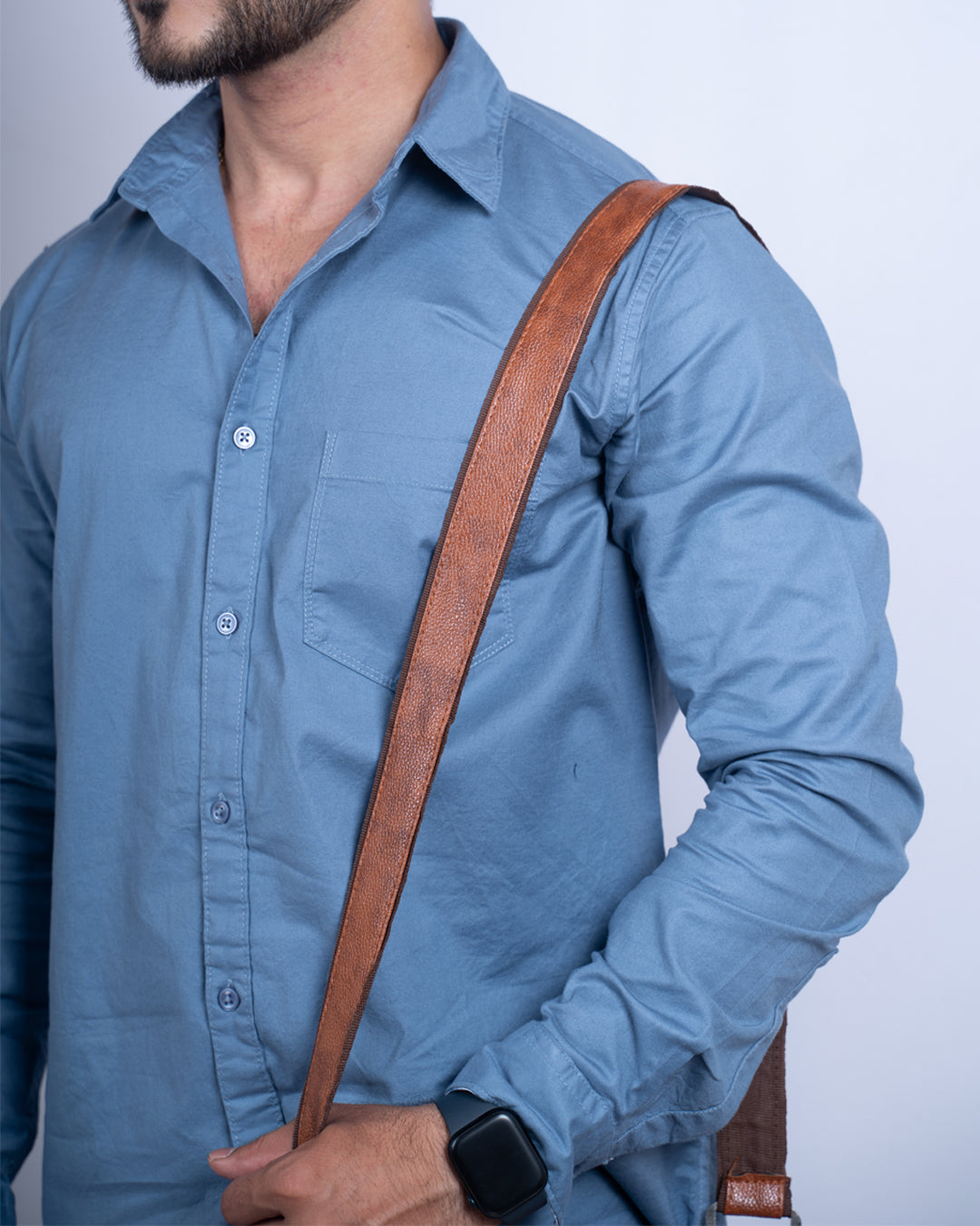 Blue-grey color color plain casual shirt shirt for casual wear.