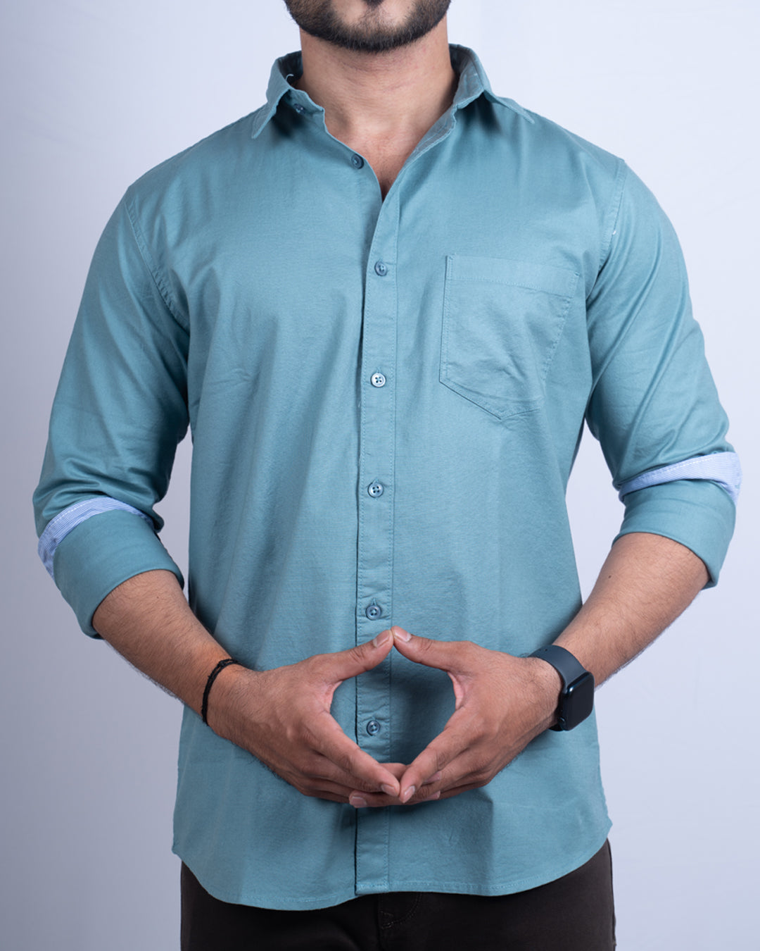 Blue-grey color color plain casual shirt shirt for casual wear.