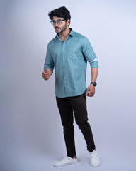 BLUE-GREY COLOR PLAIN CASUAL SHIRT