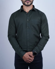 Olive color color plain casual shirt shirt for casual wear.