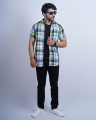 BLUE-RED COLOR CHECKS HALF SLEEVE CASUAL SHIRT