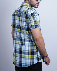 BLUE-RED COLOR CHECKS HALF SLEEVE CASUAL SHIRT