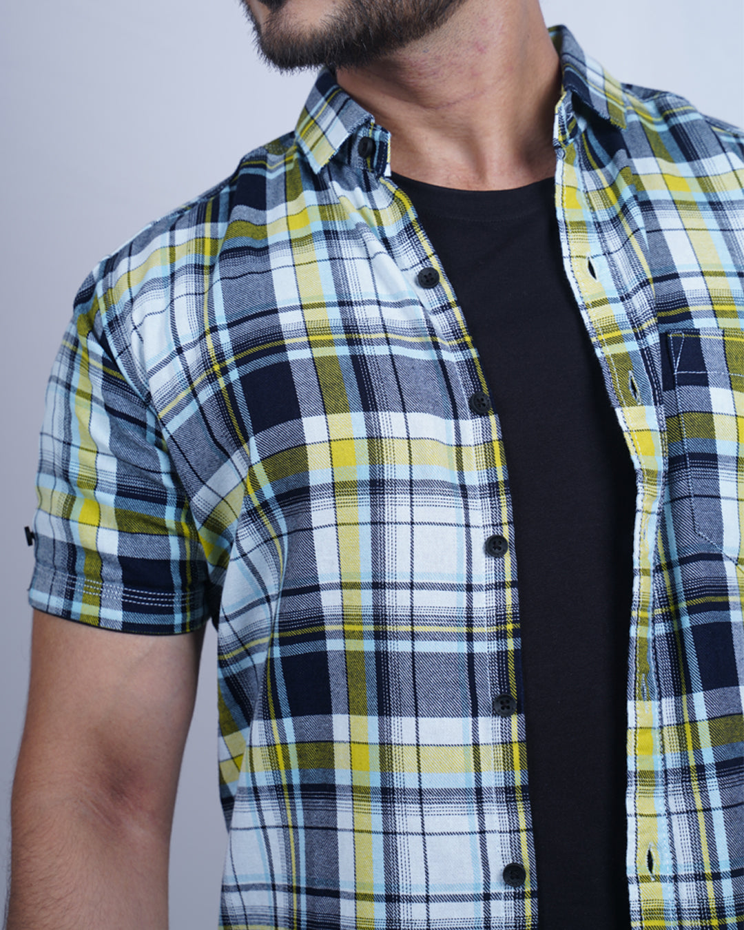 BLUE-RED COLOR CHECKS HALF SLEEVE CASUAL SHIRT