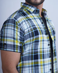 BLUE-RED COLOR CHECKS HALF SLEEVE CASUAL SHIRT