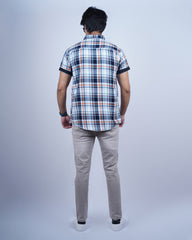 BLUE-WHITE COLOR CHECKS HALF SLEEVE CASUAL SHIRT