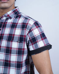 BLUE-RED COLOR CHECKS HALF SLEEVE CASUAL SHIRT