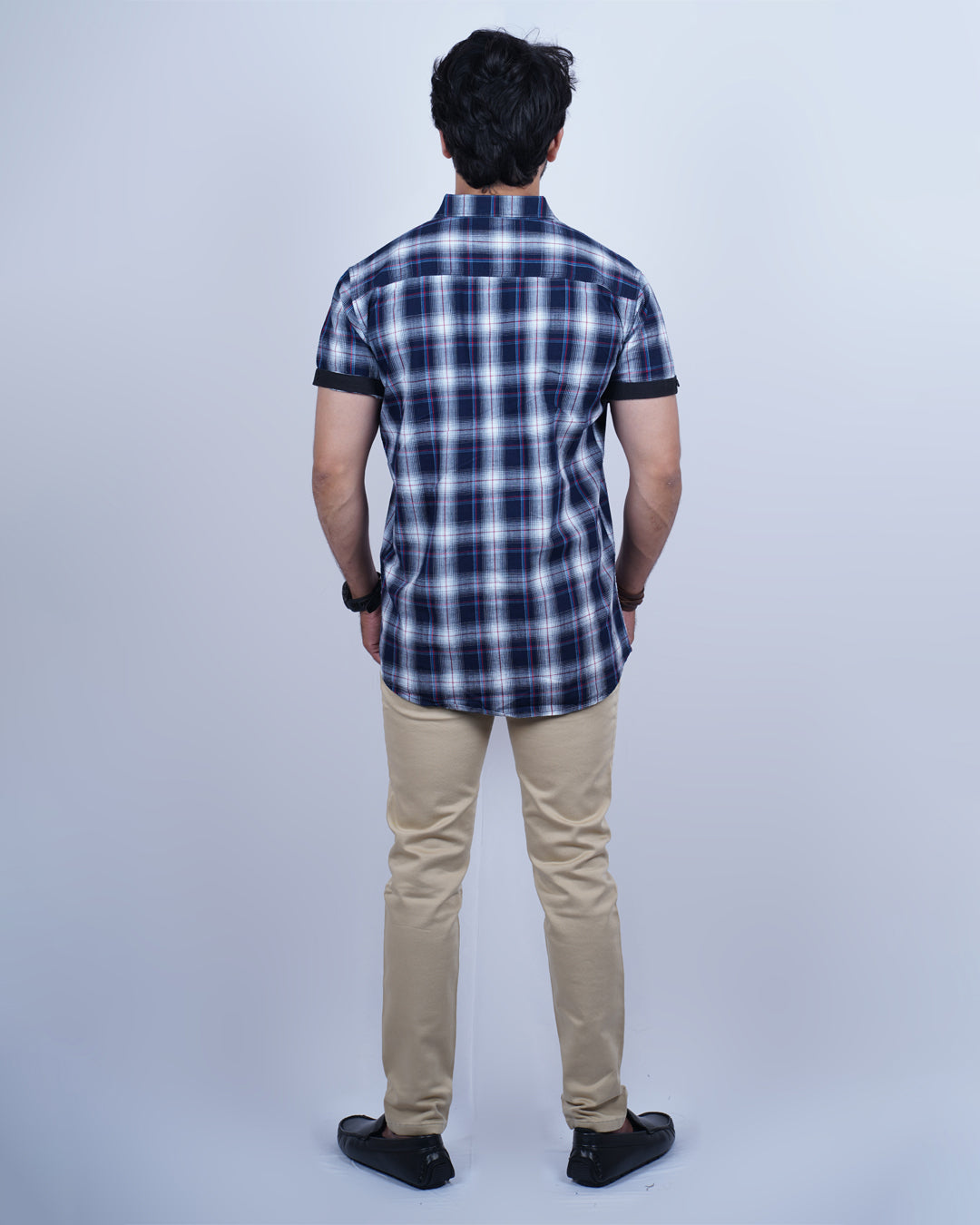 BLUE-WHITE COLOR CHECKS HALF SLEEVE CASUAL SHIRT