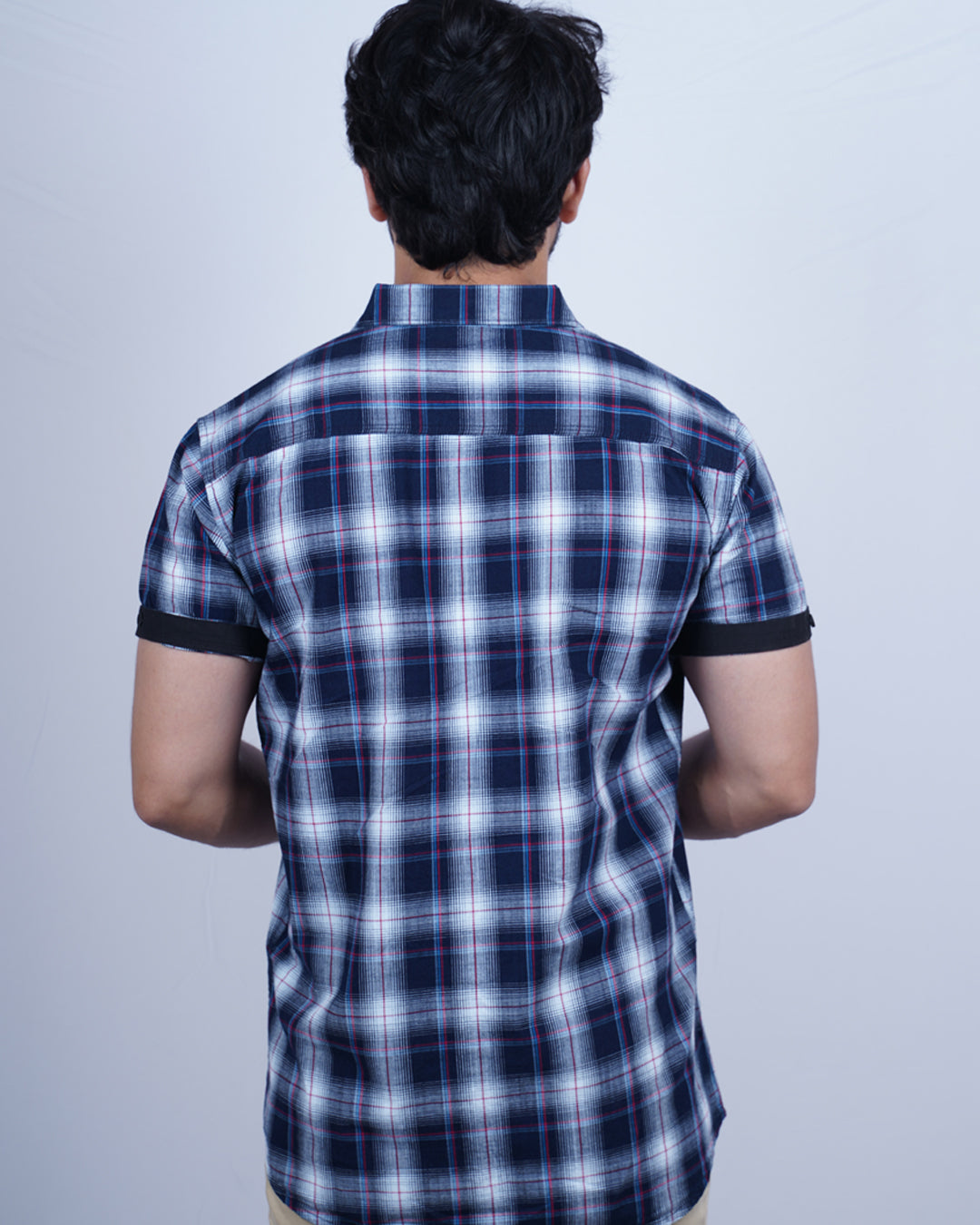 BLUE-WHITE COLOR CHECKS HALF SLEEVE CASUAL SHIRT