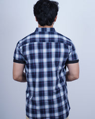 BLUE-WHITE COLOR CHECKS HALF SLEEVE CASUAL SHIRT