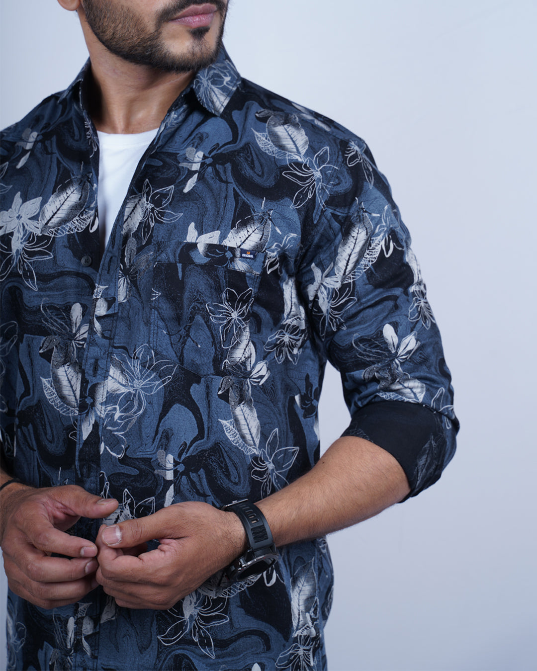 BLUE COLOR PRINTED CASUAL SHIRT