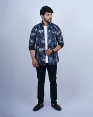 BLUE COLOR PRINTED CASUAL SHIRT