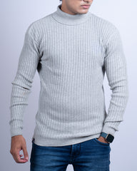 Grey color high neck full sleeve shirt for men