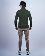 OLIVE COLOR HIGH NECK FULL SLEEVE SWEATSHIRT