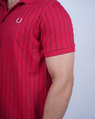 RED COLOR LINING COLLAR T-SHIRT