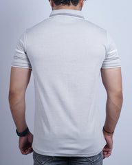 GREY COLOR MATTER COLLAR T-SHIRT