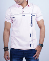 Pink color matter collar t-shirt for men