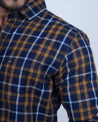 BLUE-YELLOW COLOR CHECKS CASUAL SHIRT