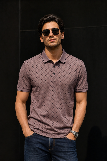 Men Onion Geometric Print Polo T-Shirt
