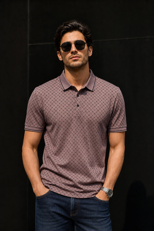 Men Onion Geometric Print Polo T-Shirt