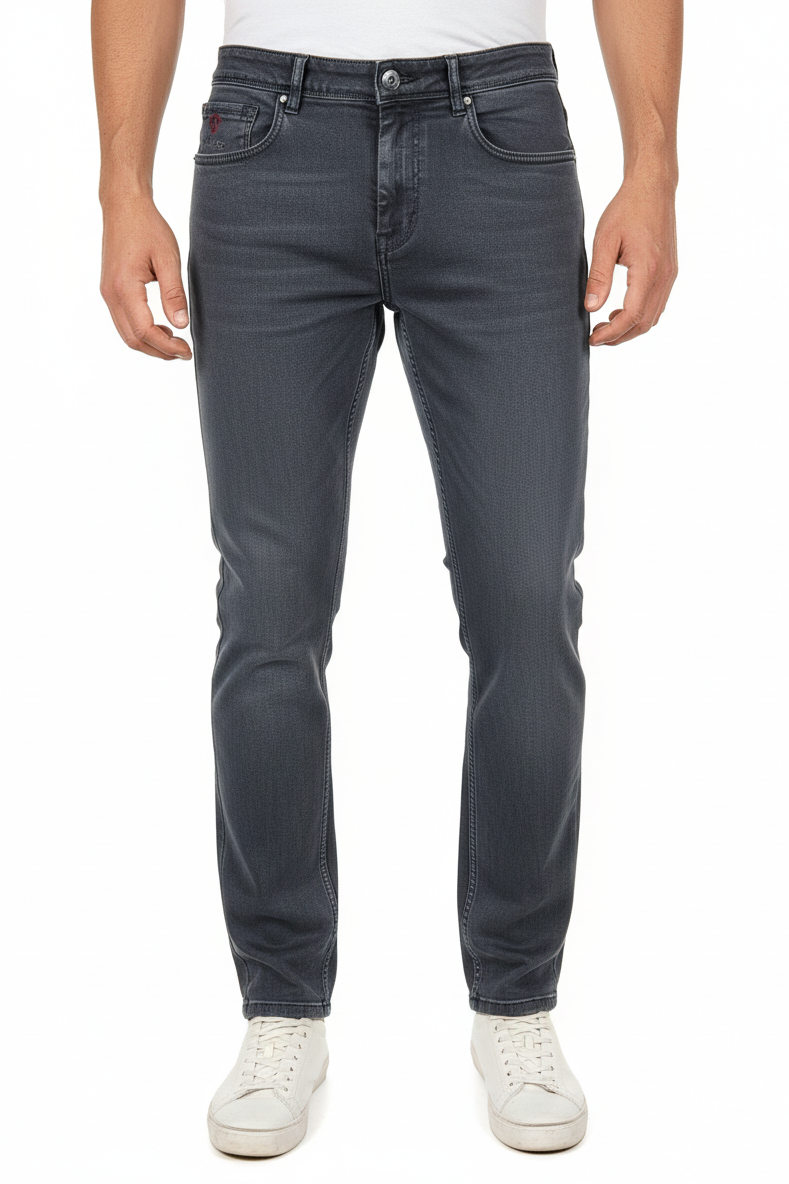 Atlance Mid-Wash Comfort Fit Jeans for Men | Dark Grey Denim Plain 261058985