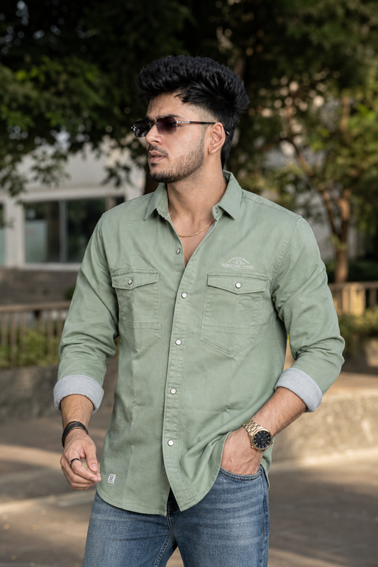 Men Pista Double Pocket Casual Shirt | Snap Button Denim Shirt