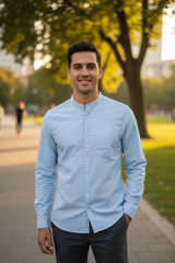 Skyblue Solid Cotton Casual Shirt | Minimalist Style-251205753