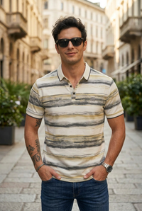 Stylish Fawn Printed Polo T-Shirt for Men | Modern Fit ATL4924