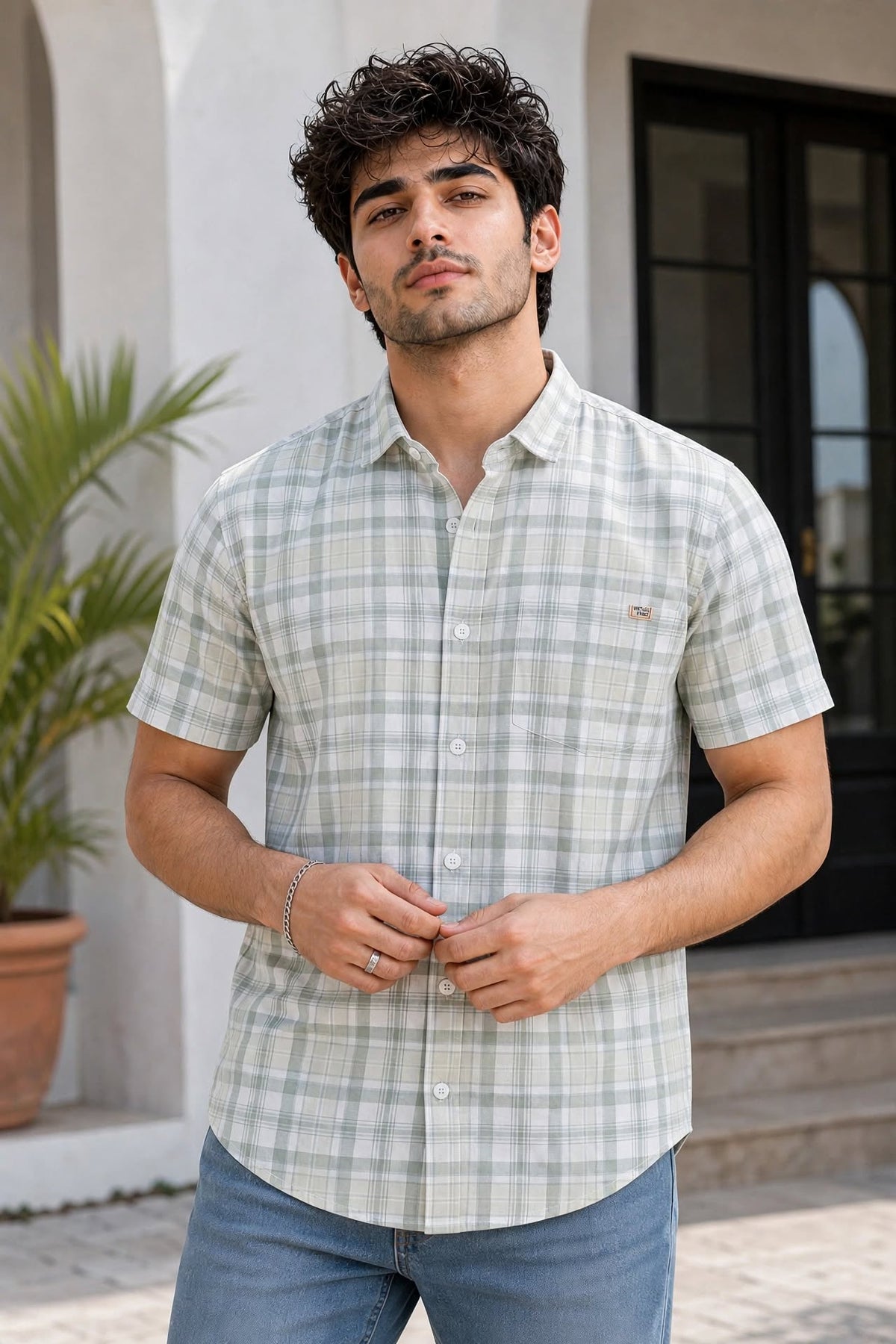 Men Pista Checkered Half Sleeve Casual Shirt SGV-528-2