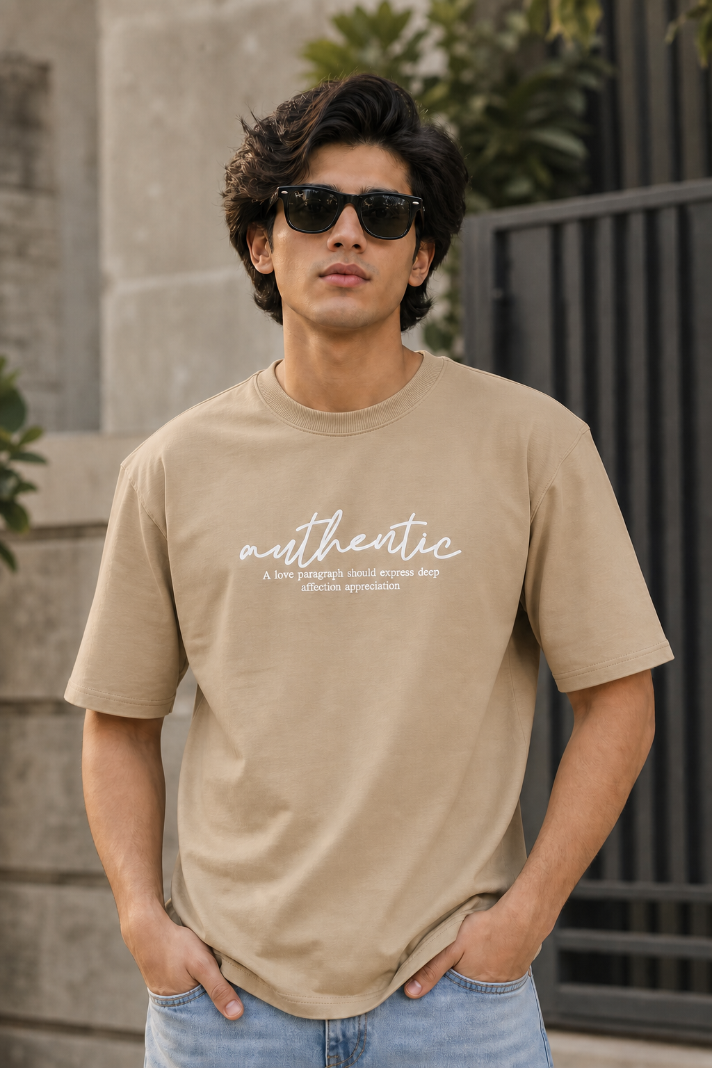 Men Fawn Authentic Graphic Drop Shoulder T-Shirt