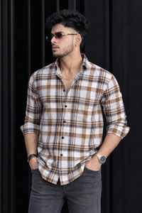 Men Olive and Blue Checkered Casual Shirt PRA-568