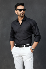 Atlance Classic Black Solid Formal Shirt - Slim Fit-FRM