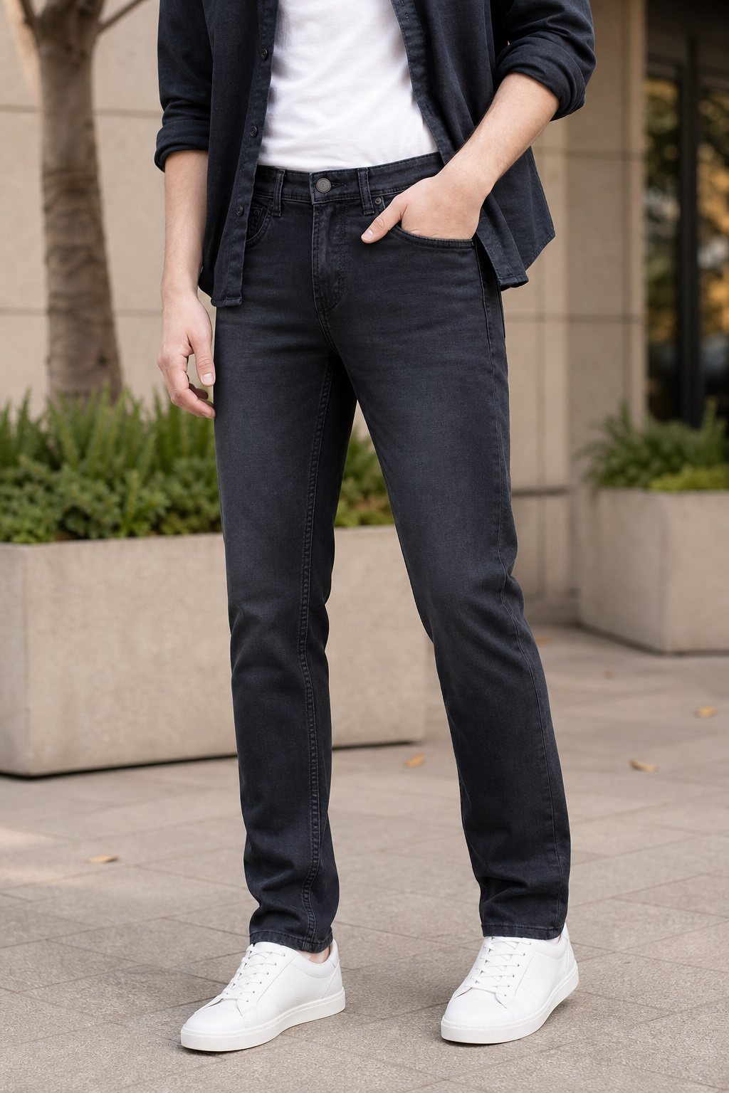 Men Black Narrow Fit Jeans - Everyday Slim Denim