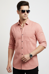 Men Dark Peach Color Striped Cotton Shirt for Men | New Casual Collection-251185701