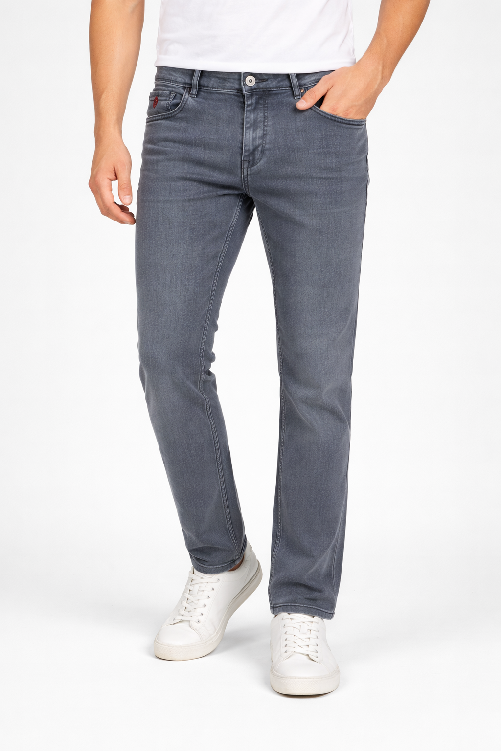 Atlance Mid-Wash Comfort Fit Jeans for Men | Grey Denim Plain AT1022