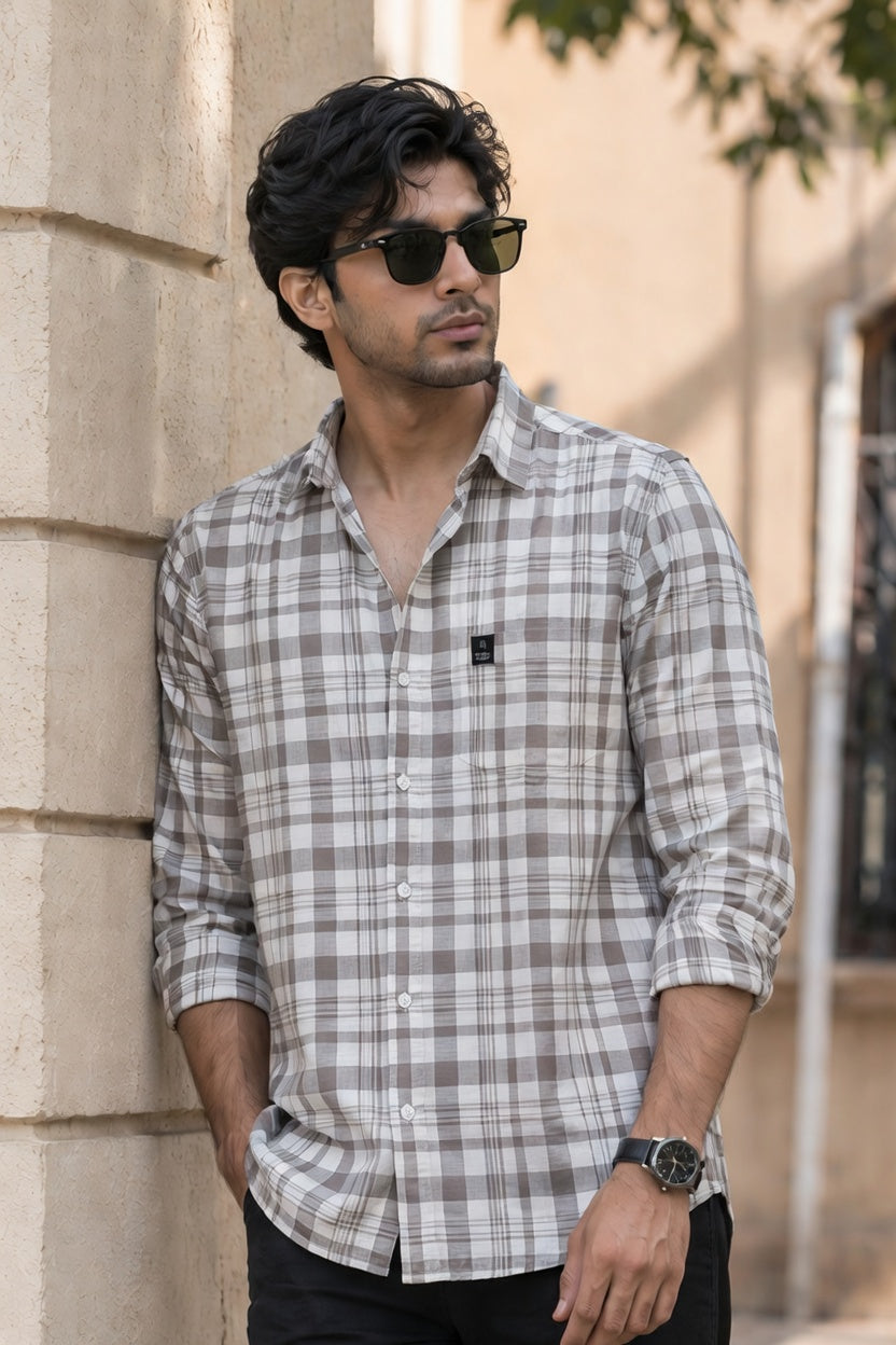 Grey Check Shirt for Men – Premium Casual Collection WON