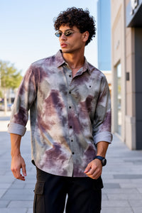 Men Onion Ribbed Tie-Dye Shirt | Long Sleeve Casual Zero 251091853