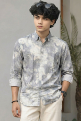 Grey Cloud Wash Shirt Men | Long Sleeve Casual Wear Zero