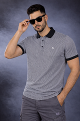 Men Black Striped Polo T-Shirt | Modern Casual Style 261023952