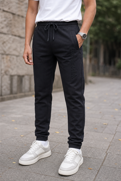 Premium Men Black Track Pant with Side Zip Pocket QZ-77