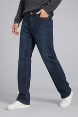 Classic & Comfortable: Men Straight Fit Dark Olive Wash Jeans Baggy