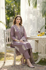 Women Floral Pure Cotton Kurta, Churidar & Dupatta Set-Onion-261014108