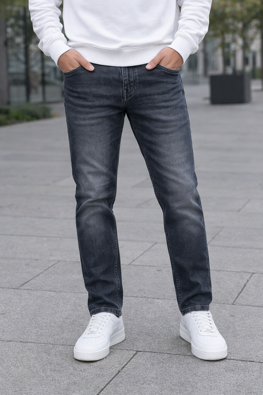 Dark Grey Jeans for Men | Stylish Washed Denim